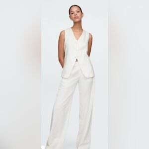 Elegant white Linen longline vest